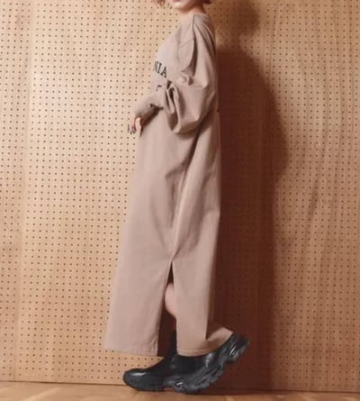 純棉側開衩長袖洋裝 / 兩色5