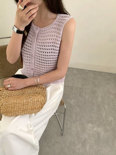 夏日簍空針織背心5