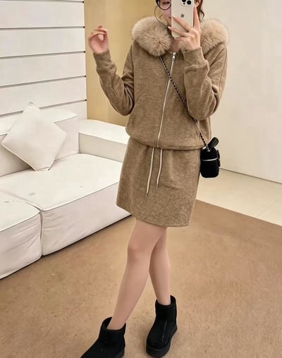 可拆毛厚磅外套+短裙套裝7