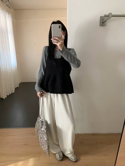 ★限時優惠｜至11/2★奶呼呼羊圈毛毛吊帶背心套裝11