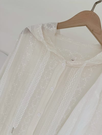 刺繡蕾絲開釦外套防曬襯衫4
