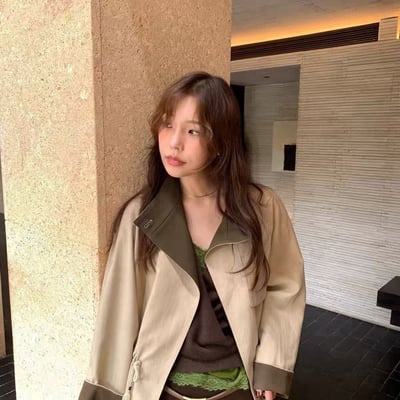 反摺皮短袖短版風衣外套11