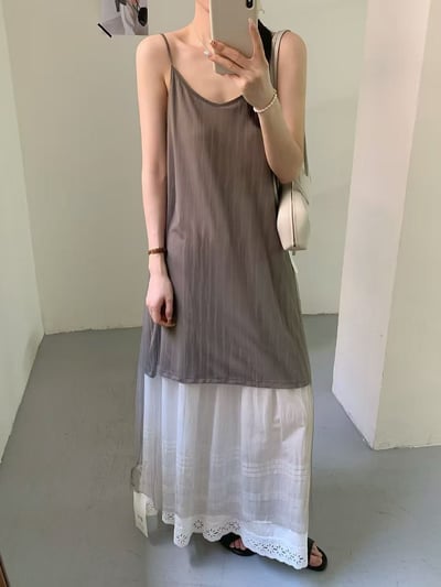 雙層透紗吊帶洋裝6
