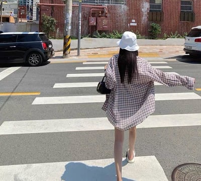 韓妞款格紋襯衫9