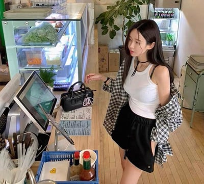 韓妞款格紋襯衫3