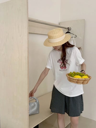 撞色領櫻桃tee上衣9