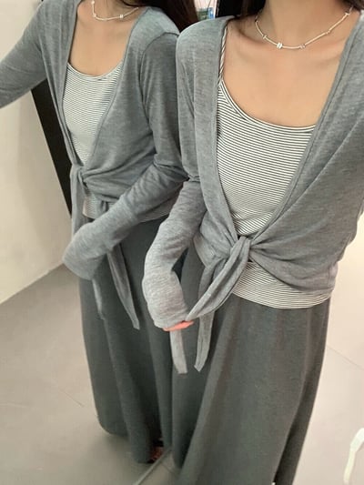 防曬外條紋背心兩件套9