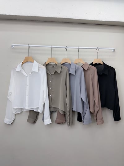 髮絲紋短版襯衫防曬罩衫8