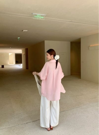 空氣感長版口袋襯衫防曬罩衫7