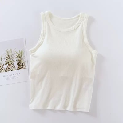 BRATOP-【涼感】莫代爾螺紋削肩立體胸墊罩杯BRA背心7