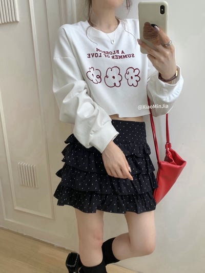 澎袖小花短版tee上衣10