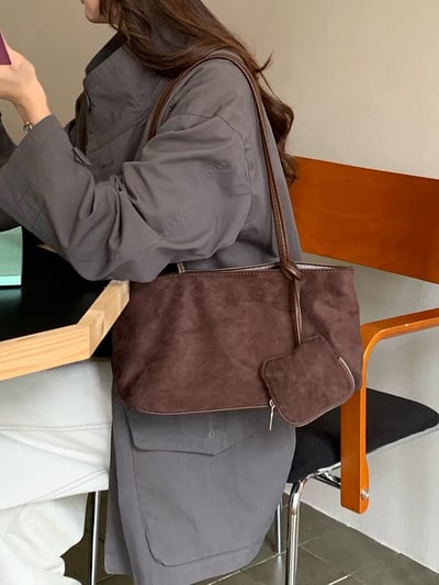 麂皮絨單肩手提腋下包3