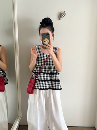 附髮圈格紋蛋糕背心6