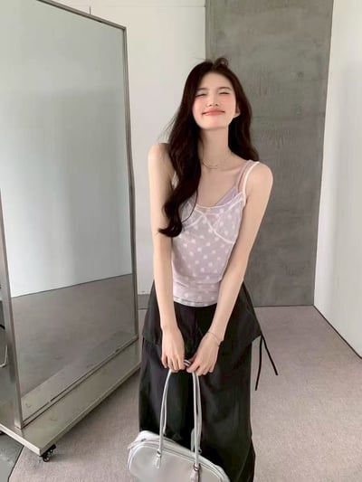 小花透紗bra背心兩件套1