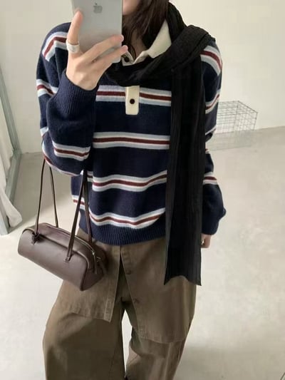 條紋polo針織上衣2
