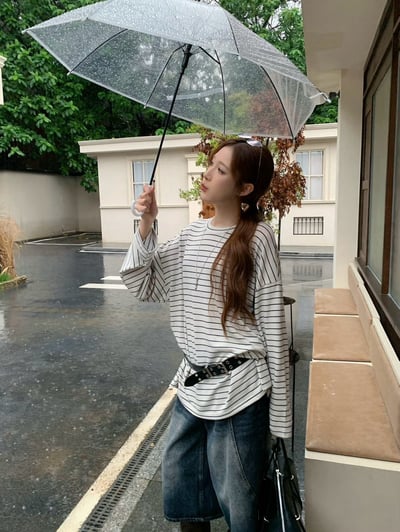 超舒服長版條紋針織上衣3