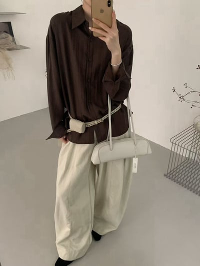 慵懶肌理感寬鬆排釦襯衫6