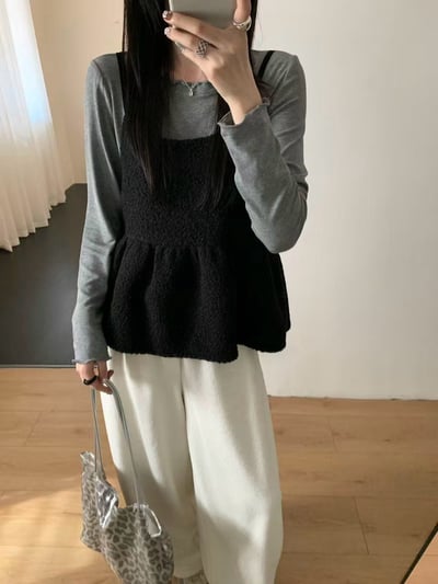 ★限時優惠｜至11/2★奶呼呼羊圈毛毛吊帶背心套裝6