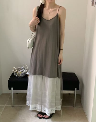 雙層透紗吊帶洋裝7
