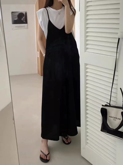 質感垂墜吊帶褲1