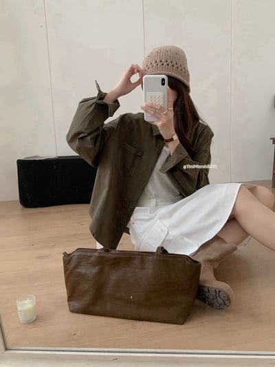 韓系寬鬆排扣襯衫6