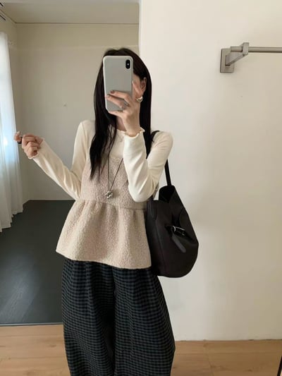 ★限時優惠｜至11/2★奶呼呼羊圈毛毛吊帶背心套裝3