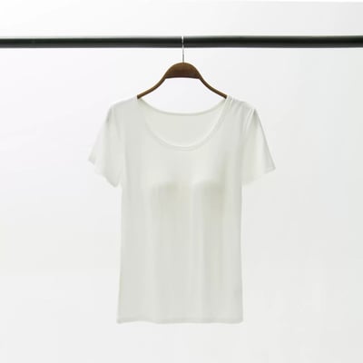 『懶人必穿★免穿內衣TEE』莫蘭迪色舒適清涼莫代爾五指集中型Bra短袖T恤M-3XL8