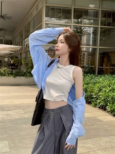 韓系鹽感短版襯衫5