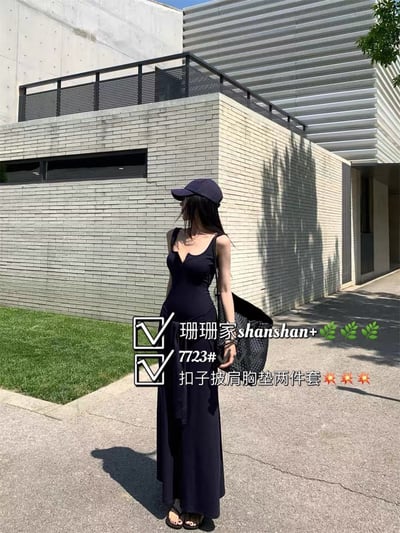 附披肩BRA胸墊背心洋裝9