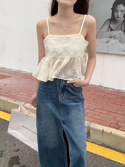 花朵網紗吊帶(單穿/疊穿)1
