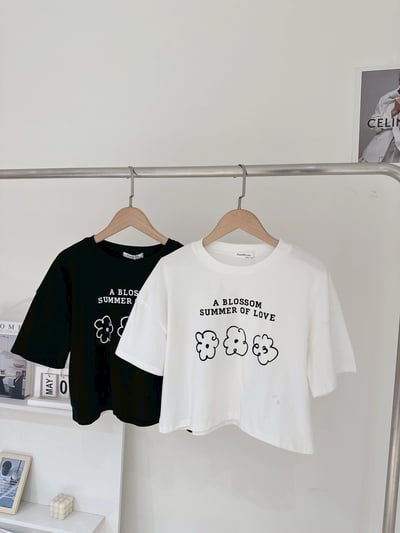 手繪花朵Tee短版上衣T恤1