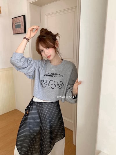 澎袖小花短版tee上衣6