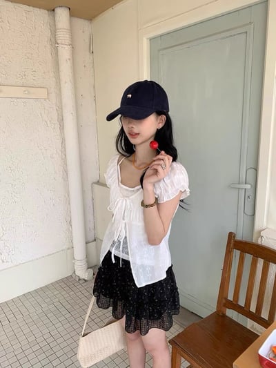 甜美蕾絲背心兩件套11