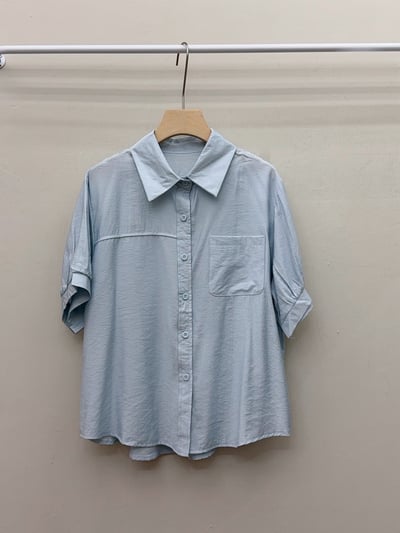 翻領排扣短袖襯衫10