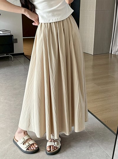 山本風顯瘦垂墜感鬆緊長裙10