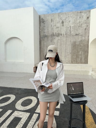 條紋bra洋連身短裙兩件套2