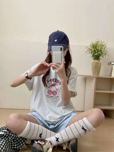 撞色領櫻桃tee上衣4