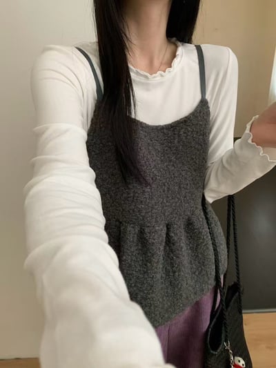 ★限時優惠｜至11/2★奶呼呼羊圈毛毛吊帶背心套裝13