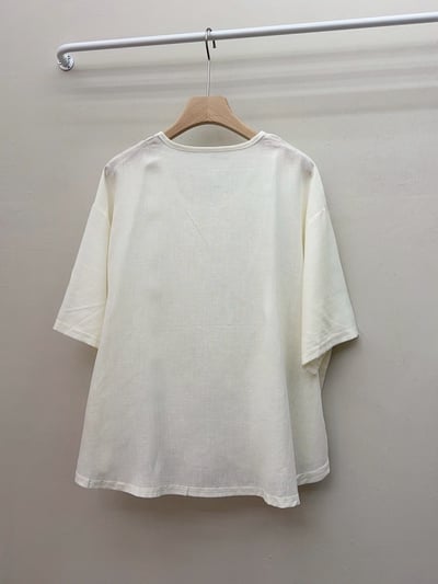 U領寬鬆棉麻短袖上衣6