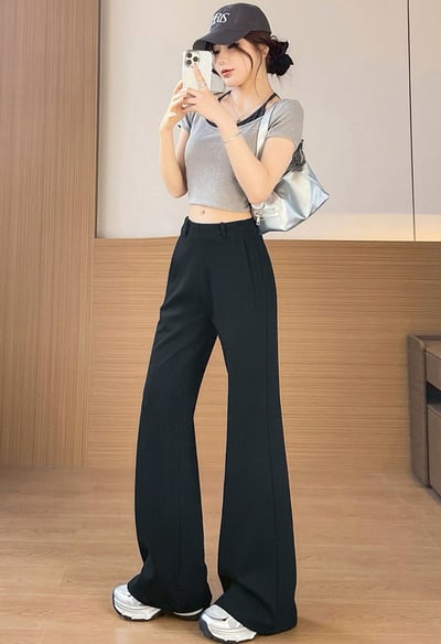 垂感顯瘦微喇叭褲長褲15