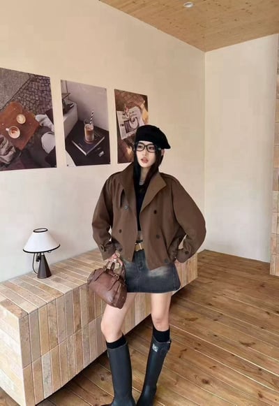 百搭短版風衣外套4