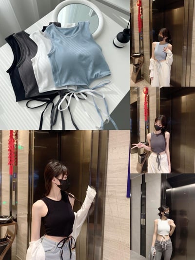 『買一送一』綁帶短版胸墊背心9