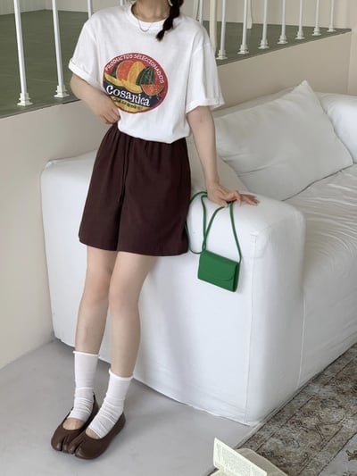 夏日棉麻鬆緊腰短褲休閒五分褲11