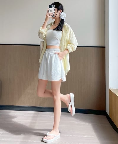 山本顯瘦小開叉闊腿短褲4