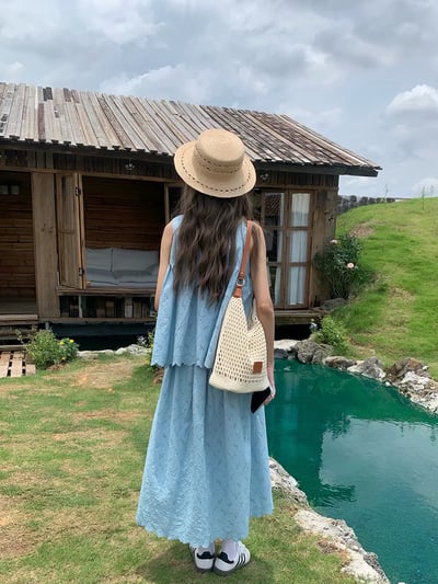 夏日鏤空草編包拉鍊款編織包8