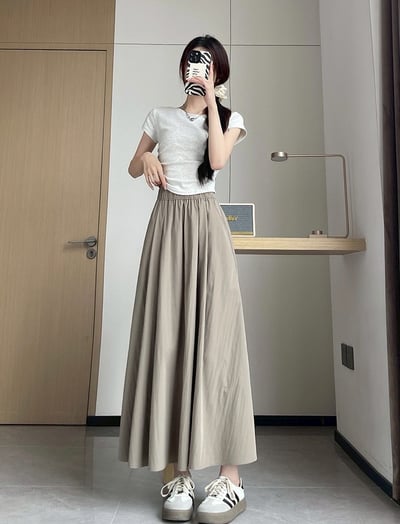 山本風顯瘦垂墜感鬆緊長裙5
