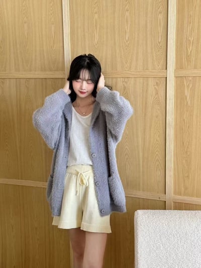 水貂毛開釦連帽外套5