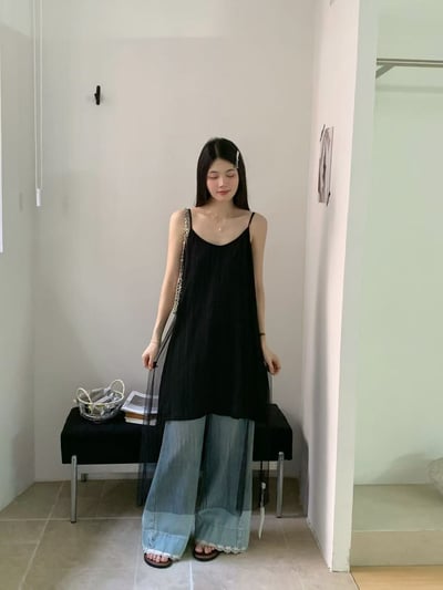 雙層透紗吊帶洋裝11