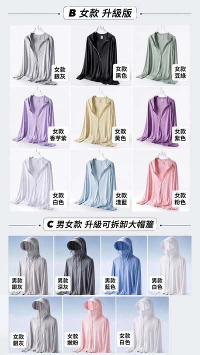 UPF50+ 男女款冰絲涼感防曬外套(經典/升級/大帽簷)4