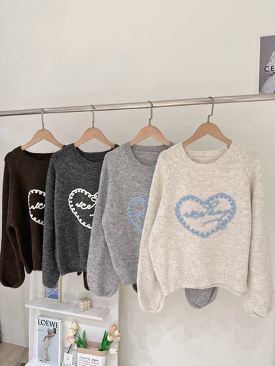 ★限時優惠｜至11/2★愛心刺繡字毛衣針織上衣6